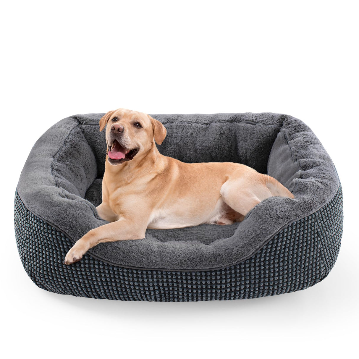 INVENHO Large Dog Beds Large Sized Dog Washable, Orthopedic Warming Soft Sleeping Puppy Bed Durable Pet Bed with Anti-Slip Bottom L(35"x25"x10")
