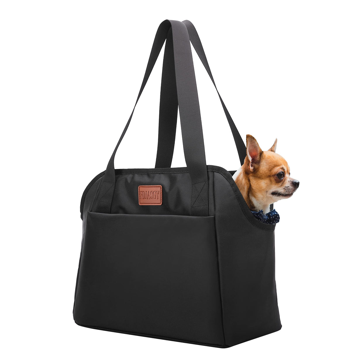 FDJASGY Dog Purse Carrier with Pocket and Safety Tether,Soft-Sided Small Dog Carrier for Small Medium Pet Outdoor Shopping Tote Bag Black