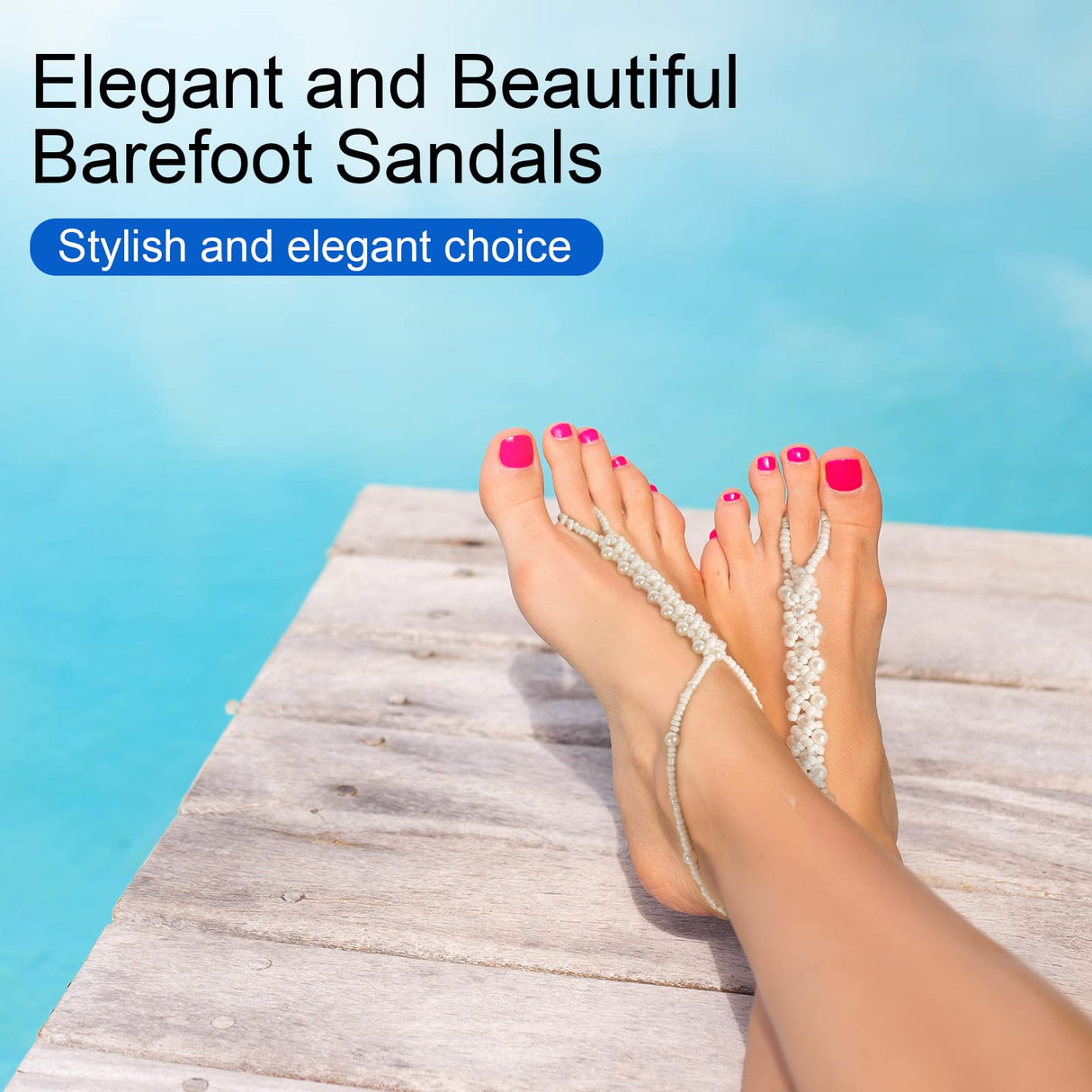 Xiboya textile Pearl Barefoot Foot Jewelry Anklet for Sandals& Beach Wedding(1 Pair)