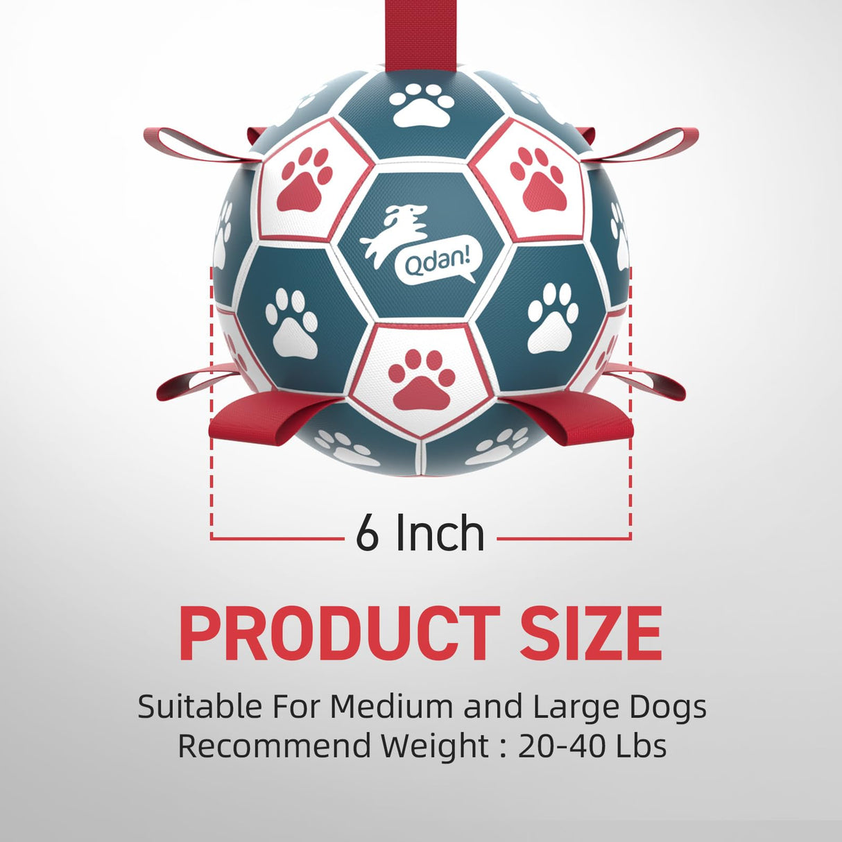 QDAN Dog Balls, World Cup Soccer Ball with Straps, Durable Herding Balls for Small Medium Pet, Puppy Birthday Gifts, Dog Water Toy, Pet Toys Puppy Ball (6 Inch)