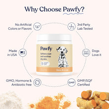 Load image into Gallery viewer, Pawfy Skin & Coat with Salmon Oil - Dog Allergy Relief Chews | Advanced Licking Paws Comfort | Dog Itching Skin Relief & Seasonal Allergies Support - Immune Support & Coat Defense | 30 Chews (Bacon)