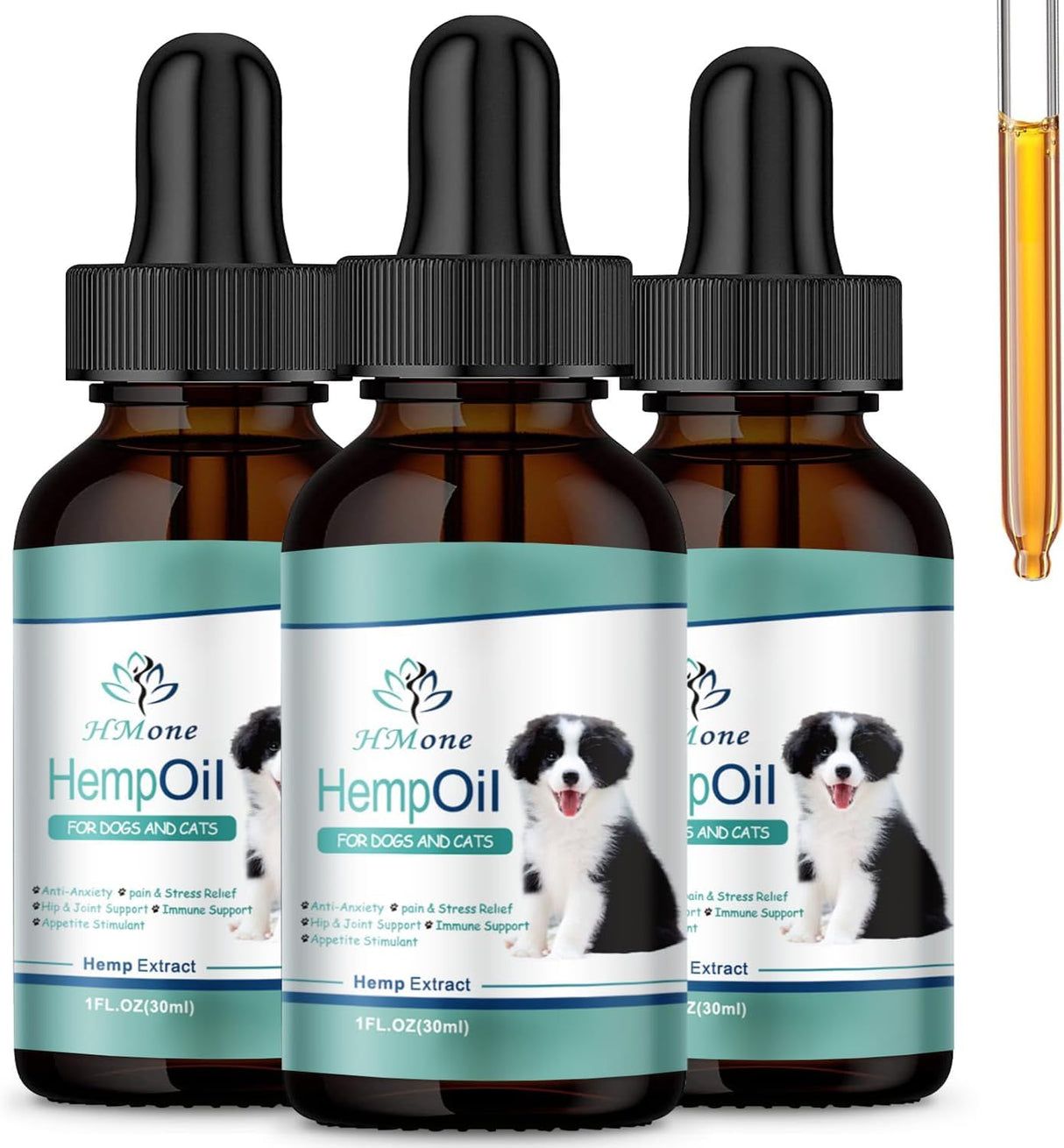 (3 Pack) Max Potency Hemp Oil for Dogs & Cats - Help Anxiety Stress Pain Inflammation Arthritis Aggressive Relax Sleep Allergies Seizures Relief - Treats Chews Joint & Hip - Organic Pet Calming Drops