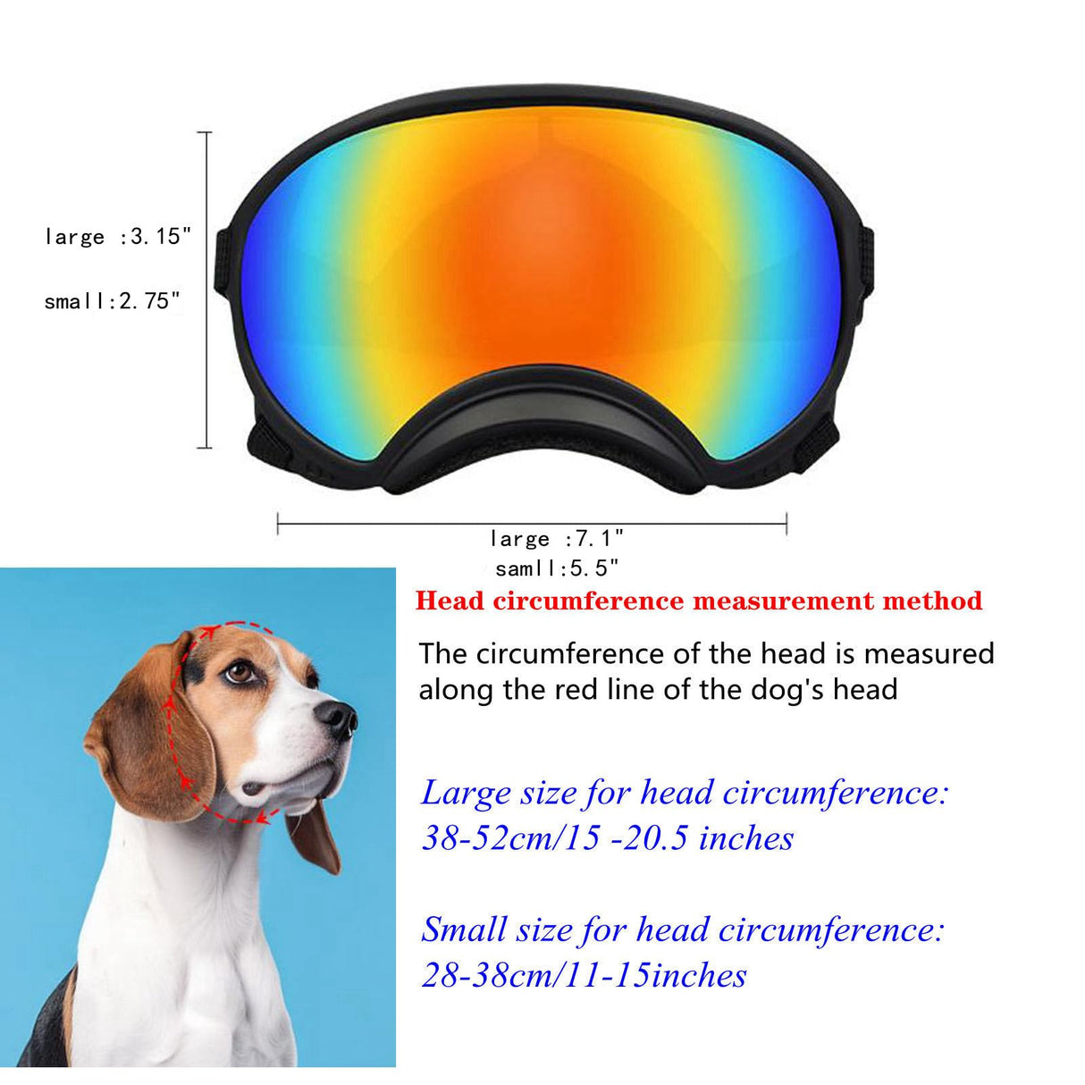 Soft Samll Dog Sunglasses Dog Goggles for Large Breed UV/Wind/Dust Protection Winproof Dog Puppy Sunglasses Pet Glasses Eye Wear with Adjustable Strap (Bule Frame & Silver Lens/Small)