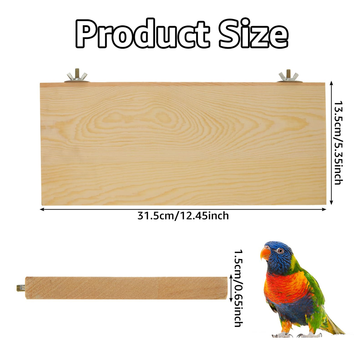 Oungy 4 Pack Bird Perch Stand 12.4×5.3 Inch Parrot Wood Platform Rectangle Wood Perch Stand Board Shelf for Parrots Birds Budgie Parakeet Cockatiel Hamster Chinchilla Gerbil