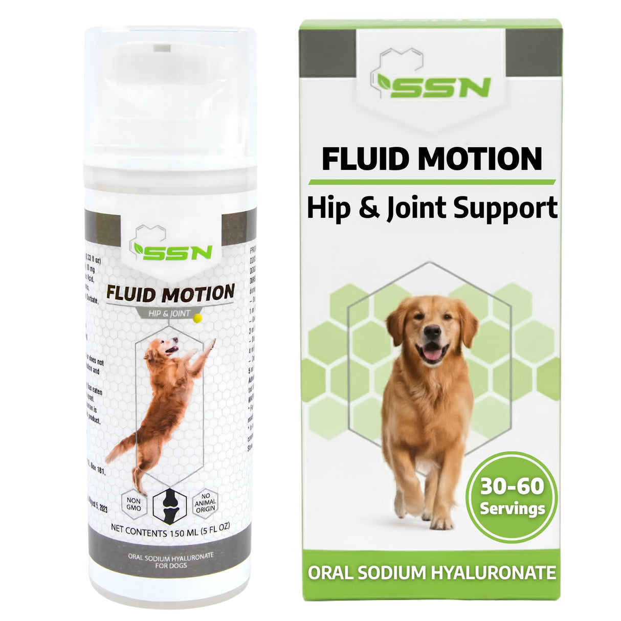 Fluid Motion - Hip & Joint Support for Dogs - Liquid Hyaluronic Acid - Joint Mobility, Skin, & Coat Supplement for Senior Dogs - Apple Flavor - Glucosamine Alternative (30-60+ Day Supply)
