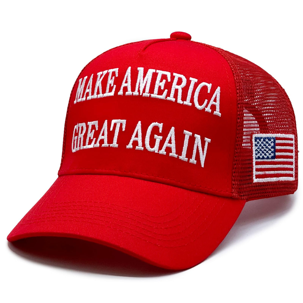 Donald Trump 2024 45-47 MAGA Hat Make America Great Again Slogan with USA Flag Adjustable Baseball Cap Mesh-Back Cap (US, Alpha, One Size, Red 45-47 MAGA Hat)