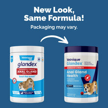 Load image into Gallery viewer, Vetnique Glandex Anal Gland Soft Chew Treats with Pumpkin for Dogs Digestive Enzymes, Probiotics Fiber Supplement for Dogs Boot The Scoot (Advanced Strength Duck/Bacon Chews (Vegetarian), 120 Ct)