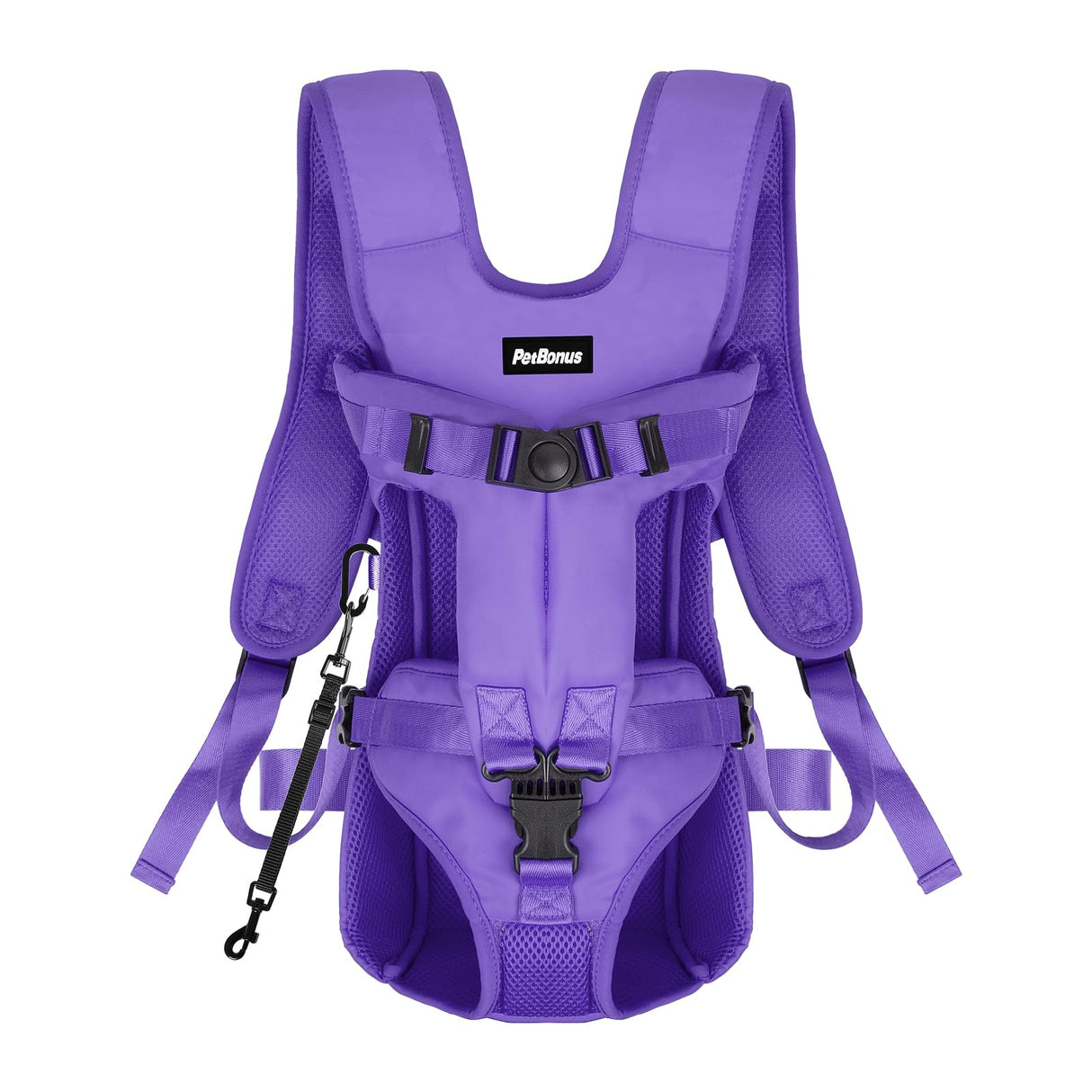 PetBonus Pet Front Dog Carrier Backpacks, Adjustable Pet Backpack, Legs Out Easy-fit Puppy Chest Carrier for Medium Small Dogs, Hands Free for Hiking, Cycling (Purple, S)