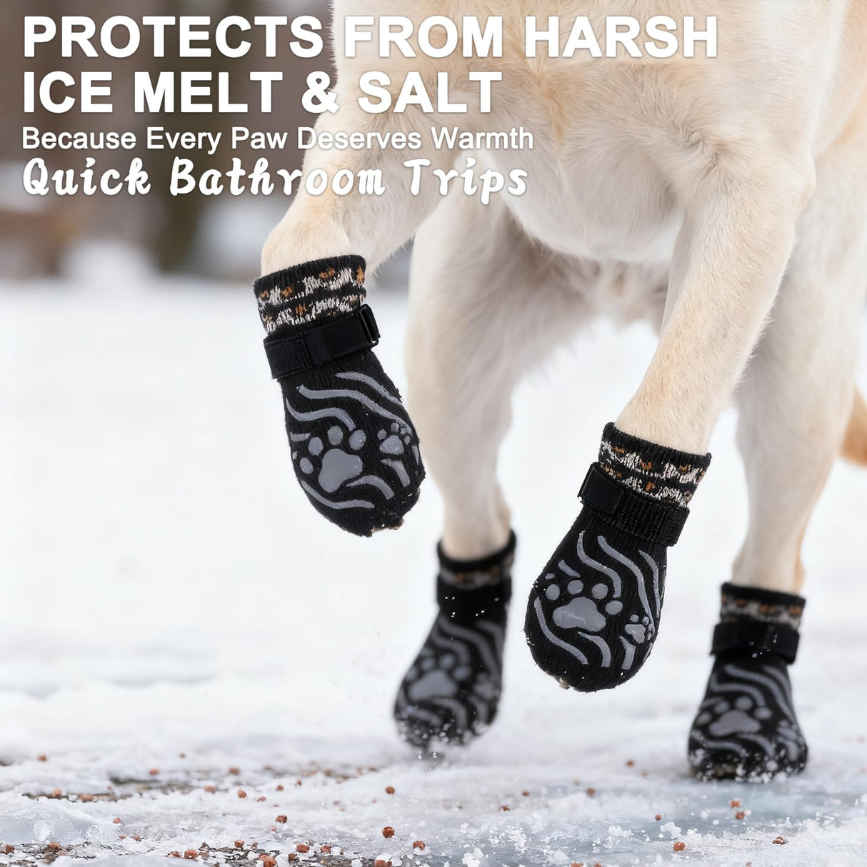EXPAWLORER Dog Socks for Hot Pavement to Prevent Licking Paws, Anti Slip Doggie Grippy Booties Shoes for Hardwood Floors, Boots & Paw Protectors for Small Medium Large Senior Dogs Black XL