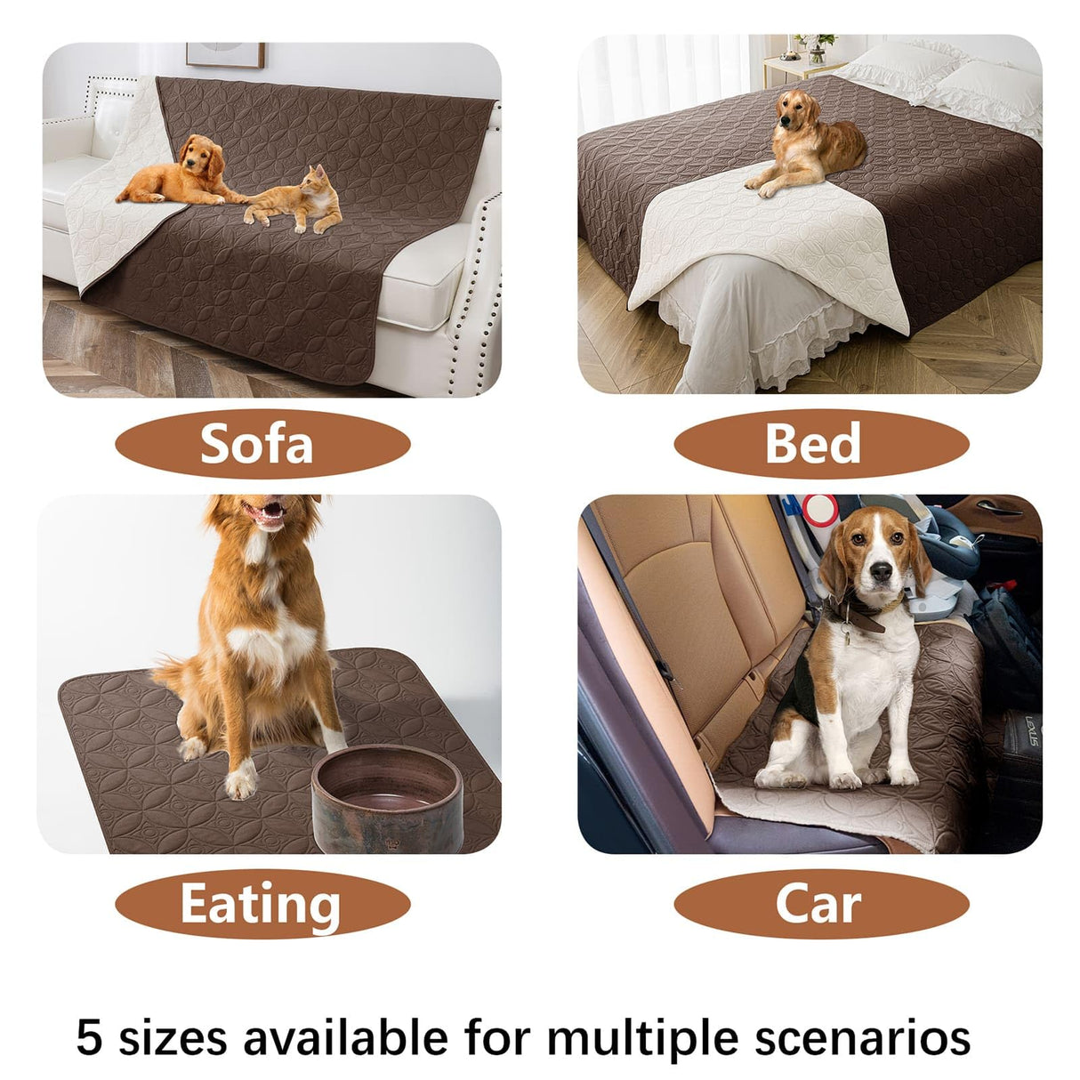 Tuffeel Waterproof Dog Blanket, 30x30 inches Small Pet Couch Covers for Sofa, Chair Bed Furniture Protector from Dogs Washable and Reversible-Chocolate+Cream