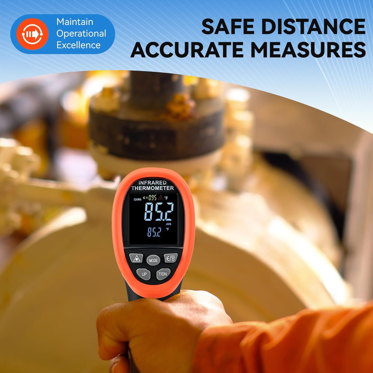 SURLABA Infrared Thermometer, Color LCD High Temp Thermometer Pyrometer IR Temperature Gun -58℉- 2732℉ (-50℃ to 1500℃),30:1 Distance Spot Ratio,Dual Laser and Flashlight(NOT for Human)
