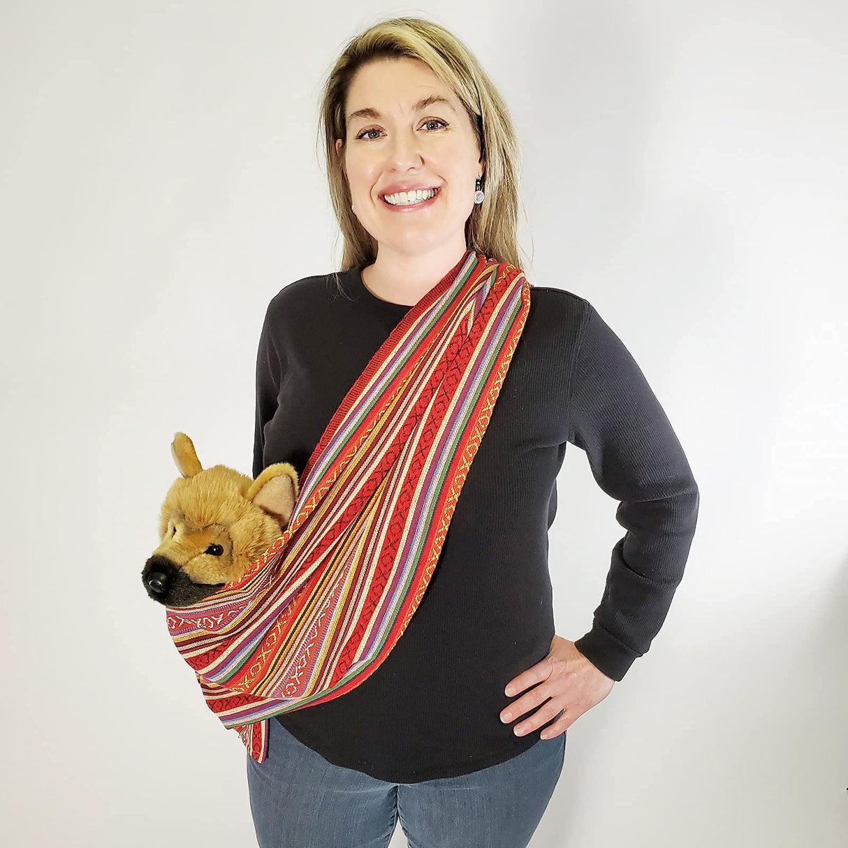 Dog Sling Carrier 100% Organic Cotton for Cats Too (Salsa)