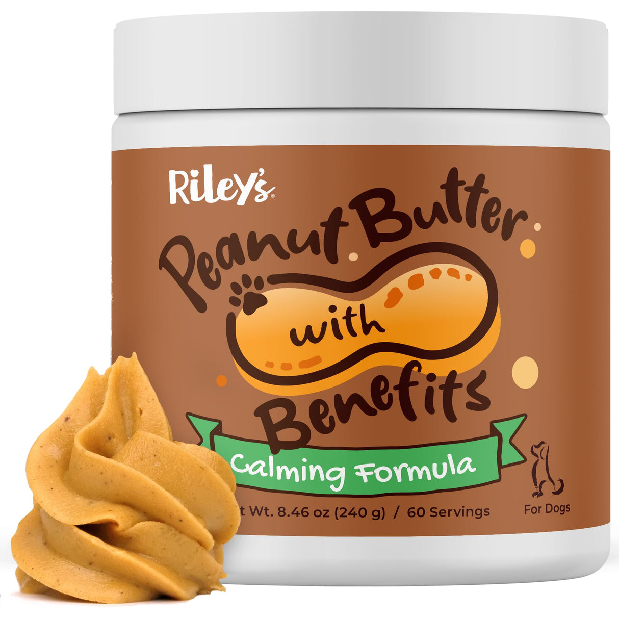 Riley's Calming Peanut Butter for Dogs - Dog-Safe Peanut Butter Calming Aid - Separation Anxiety Relief for Dogs - 8.46 oz