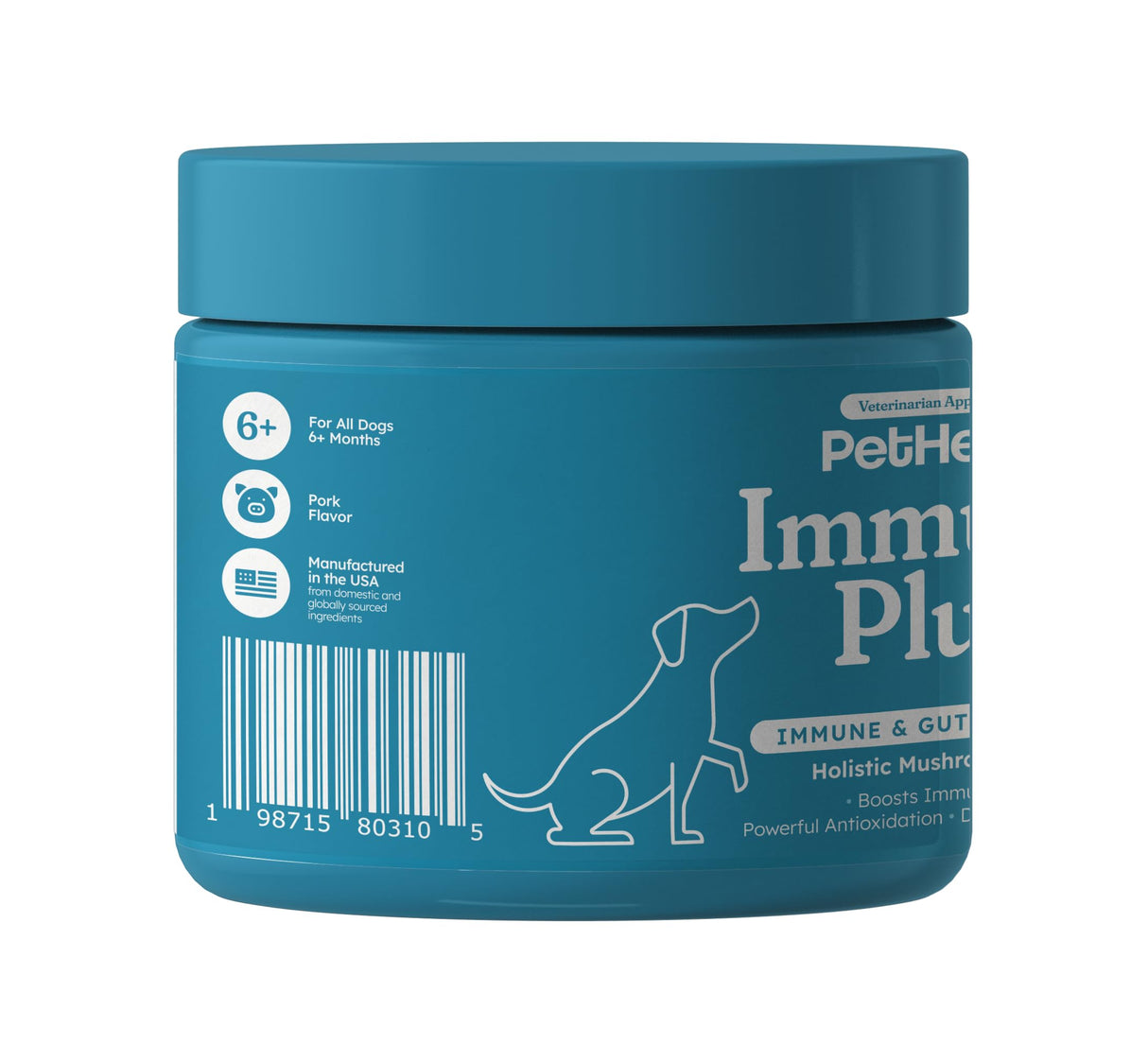 PetHeal Immune Plus Chews for Dogs - Vet-Reviewed - Supports Immunity, Energy & Liver Health with Turkey Tail, Reishi & Milk Thistle | Reduces Lumps & Promotes Shiny Coat | 30 Pork-Flavored Soft Chews