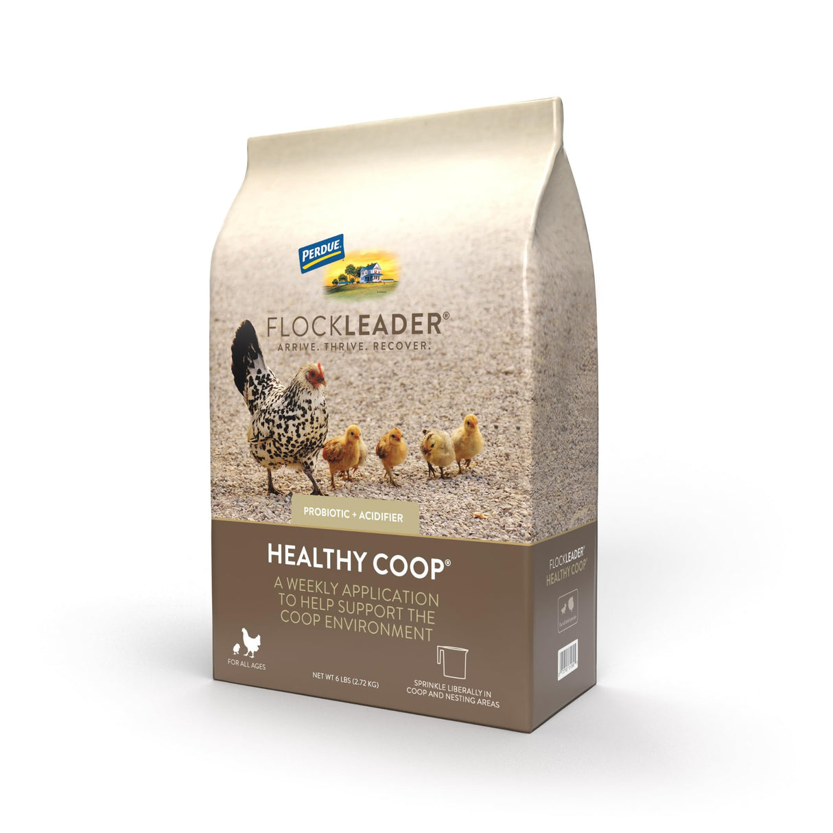 FLOCKLEADER Healthy Coop, Litter Additive for Chicken Coop with Probiotic & Acidifier, Reduces Odor, Wetness & Bacteria, 6lbs