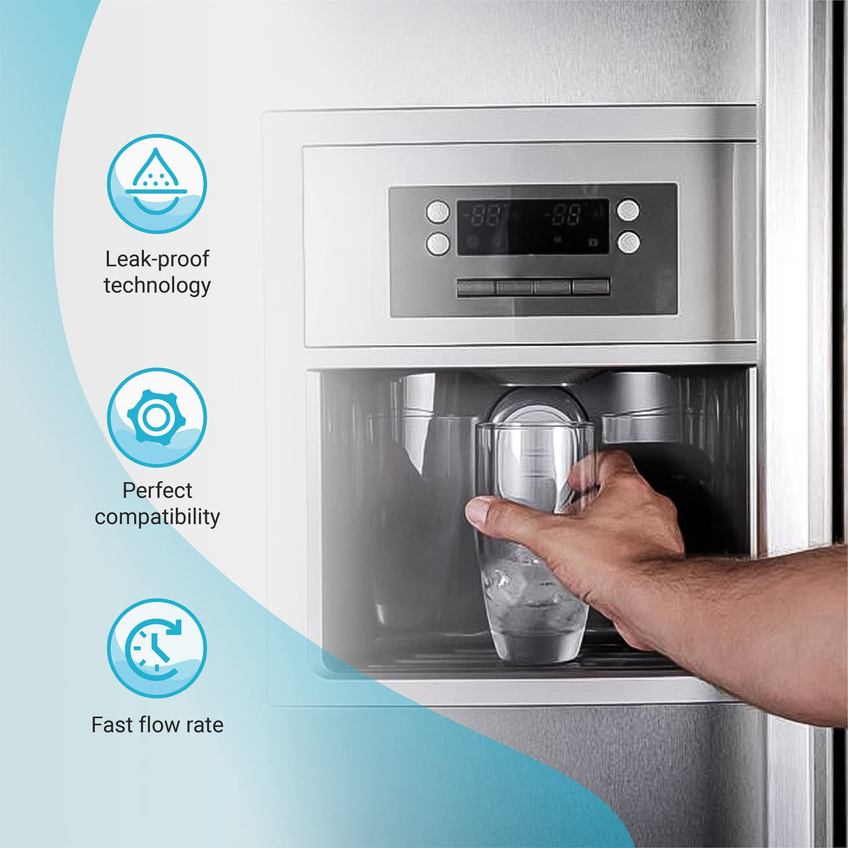 AQUA CREST XWF Refrigerator Water Filter, Replacement for GEยฎ XWF water filter, NSF Certified, 3 Filters