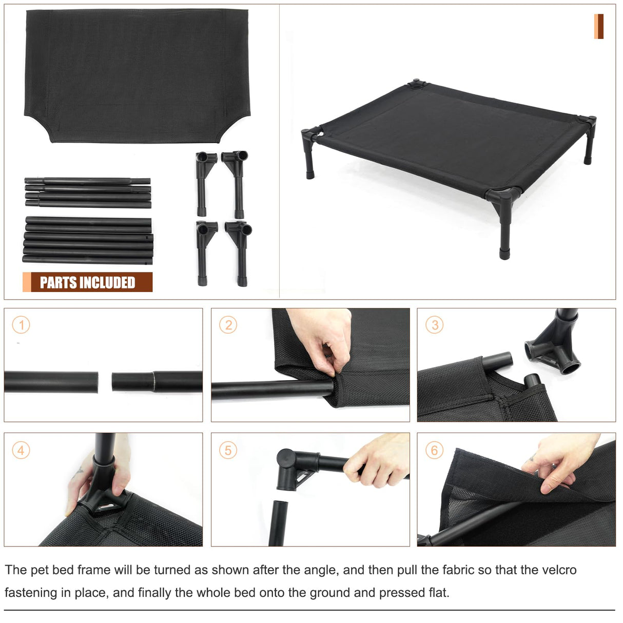 Garnpet XL Elevated Dog Bed for Large Dogs, Extra Raised Dog Cot Beds, Heavy Duty Pet Cots with Durable Supportive Teslin Recyclable Mesh, Indoor & Outdoor Pet Bed