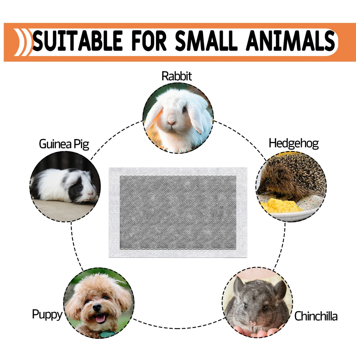 GINIDEAR Guinea Pig Bedding, Disposable Guinea Pig Cage Liners, Charcoal Odor Controlling Absorbent Waterproof Pee Pads for Rabbits, Hamster and Other Small Animals. 24''x47''(for Midwest),10 Count