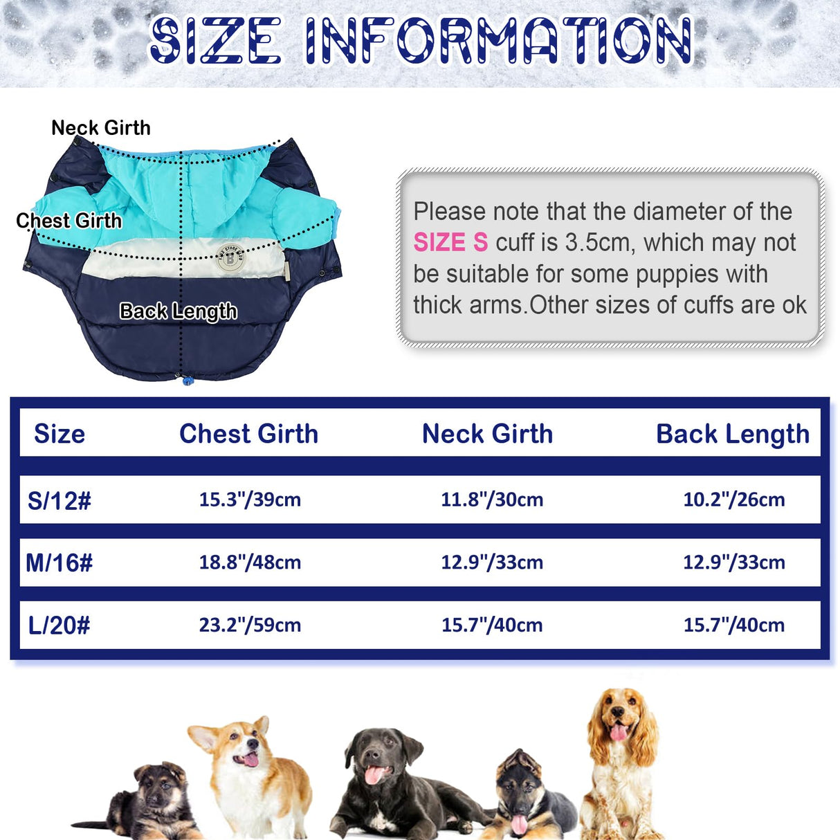 FUAMEY Puppy Puffer Jacket, Warm Padded Pet Snow Vest, Cute Windproof Dog Clothes, Waterproof Outdoor Lightweight Small Dog Hoodie, Chihuahua Poodles Yorkshire Pet Apparel M/16
