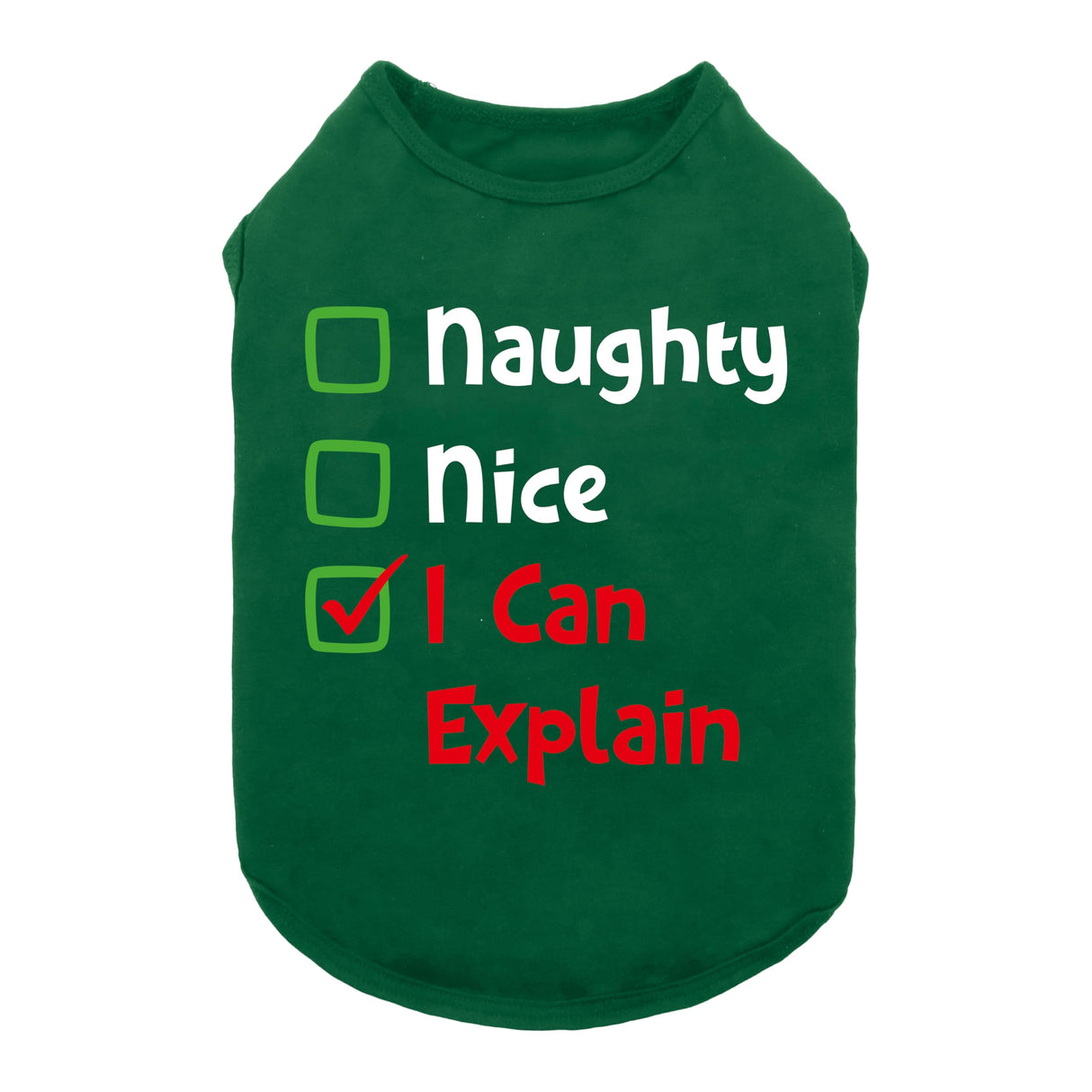 Fitwarm Naughty or Nice Christmas Dog Shirt, Dog Christmas Outfit for Small Dogs Boy Girl, Funny Doggy Tshirt, Pet Outfit, Green, Red, White, XXL