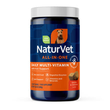 Load image into Gallery viewer, NaturVet All-in-One Dog Supplement - for Joint Support, Digestion, Skin, Coat Care – Dog Multivitamins with Minerals, Omega-3, 6, 9 – Wheat-Free Vitamins for Dogs – 120 Soft Chews