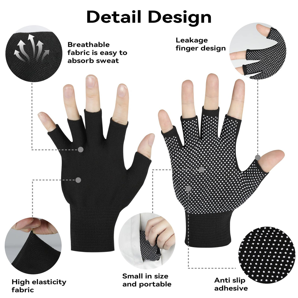 Winter Touchscreen Gloves for Women and Men, Anti-Slip Light Weight Half-Finger Gloves for Hiking, Warm Glove Cycling Driving, Cold Weather, Running, Outdoor Sports, Daily Work(5 fingers-2 Pairs)