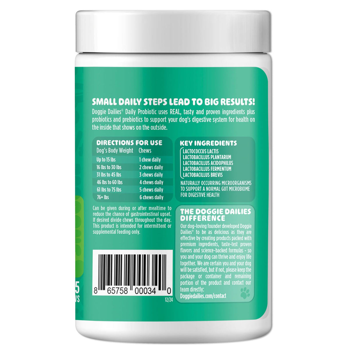 Doggie Dailies Probiotics for Dogs - Advanced Dog Probiotics with Prebiotics - Promotes Digestive Health - Supports Immune System and Overall Health (Pumpkin) 225 Soft Chews
