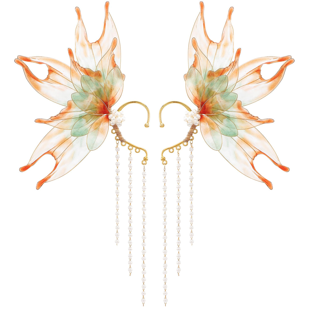 FRESHME Elf Ear Cuffs Mermaid - Fairy Mermaid Ears Auricular Fins Earring with Tassel Elven Wrap Clip-on Earring Dress Up As a Mermaid Renaissance Halloween Christmas Cosplay Party Accessories