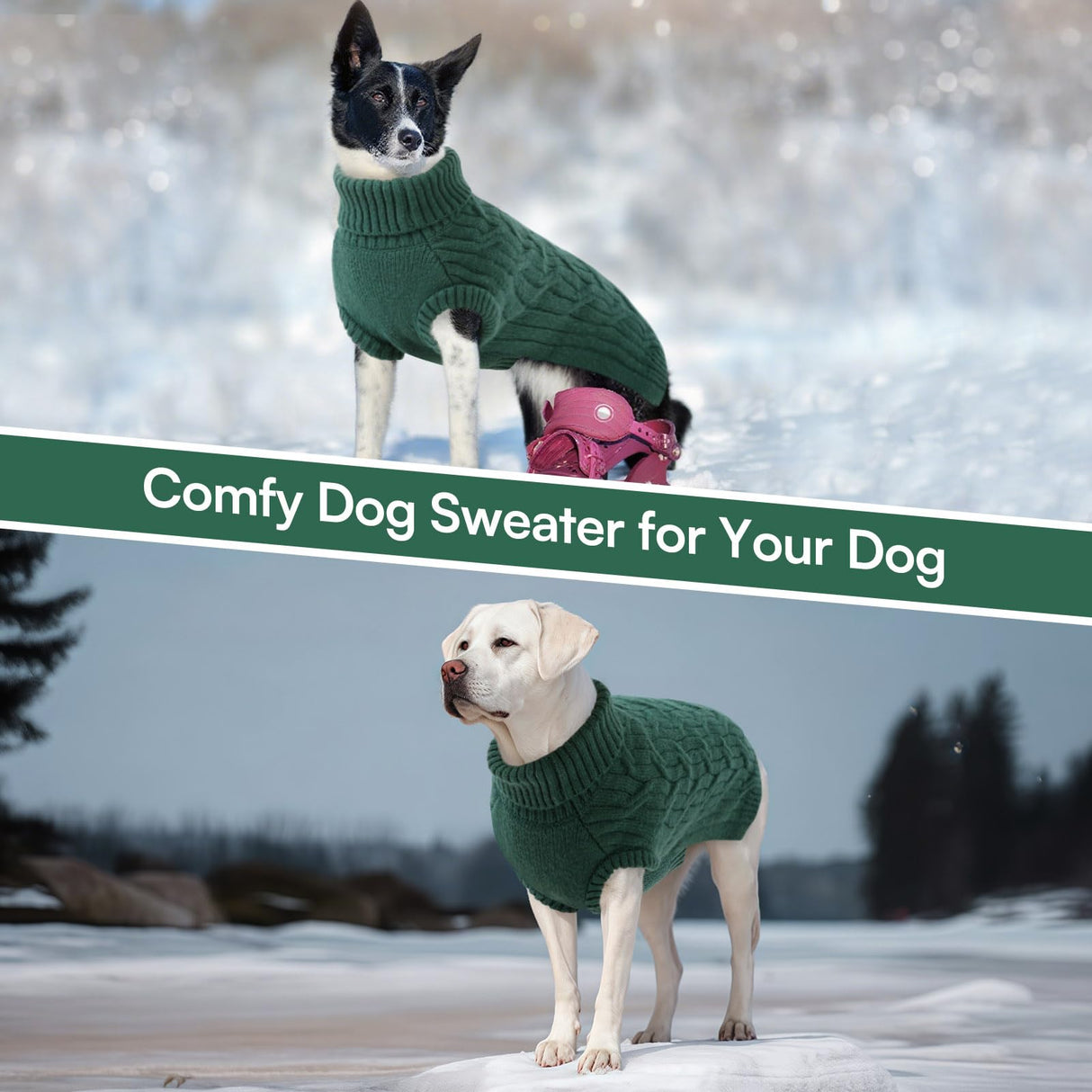 Queenmore Large Dog Sweater,Dog Sweaters for Extra Large Dogs Girls Boys,Warm Pullover Sleeveless Winter Dogs Sweaters,Pet Christmas Coat for Extra Large Breeds,Pitbull, Boxer(Green,2XL)