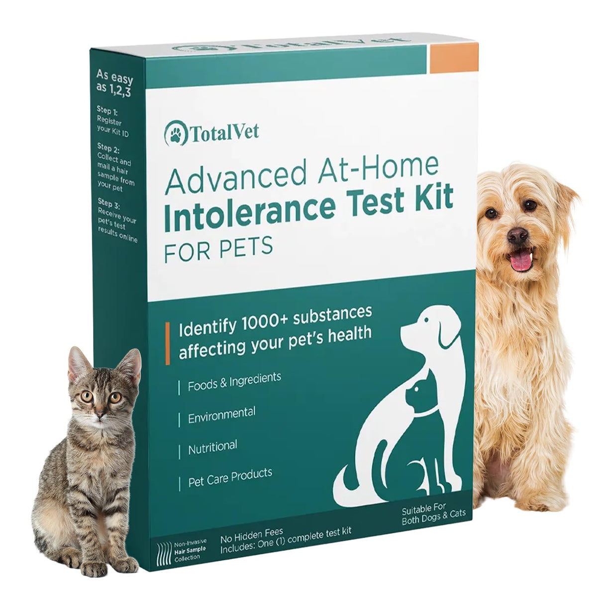 TotalVet Dog Allergy +1000 Food & Nutritional Sensitivity Test, Pet Intolerance Kit at Home — Advanced Complement to DNA Tests for Complete Pet Wellness