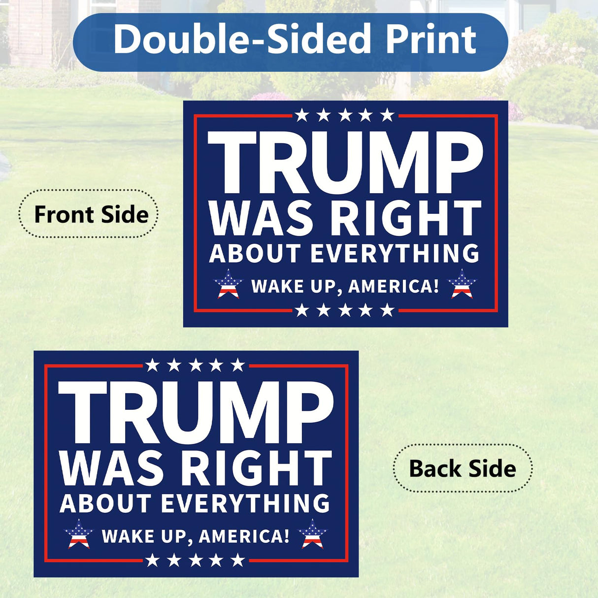Probsin Trump 2024 Yard Sign with Metal H Stakes Double Sided 12" x 17" Trump Was Right About Everything Wake Up America Sign Outdoor Decorations for Indoor Outdoor Lawn,Garden,Window,Party Supplies