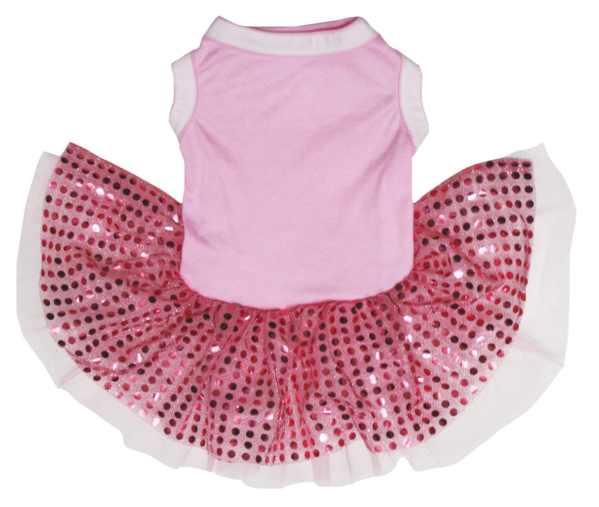 Petitebella Plain Sequins Tutu Puppy Dog Dress (Pink/Pink, Small)