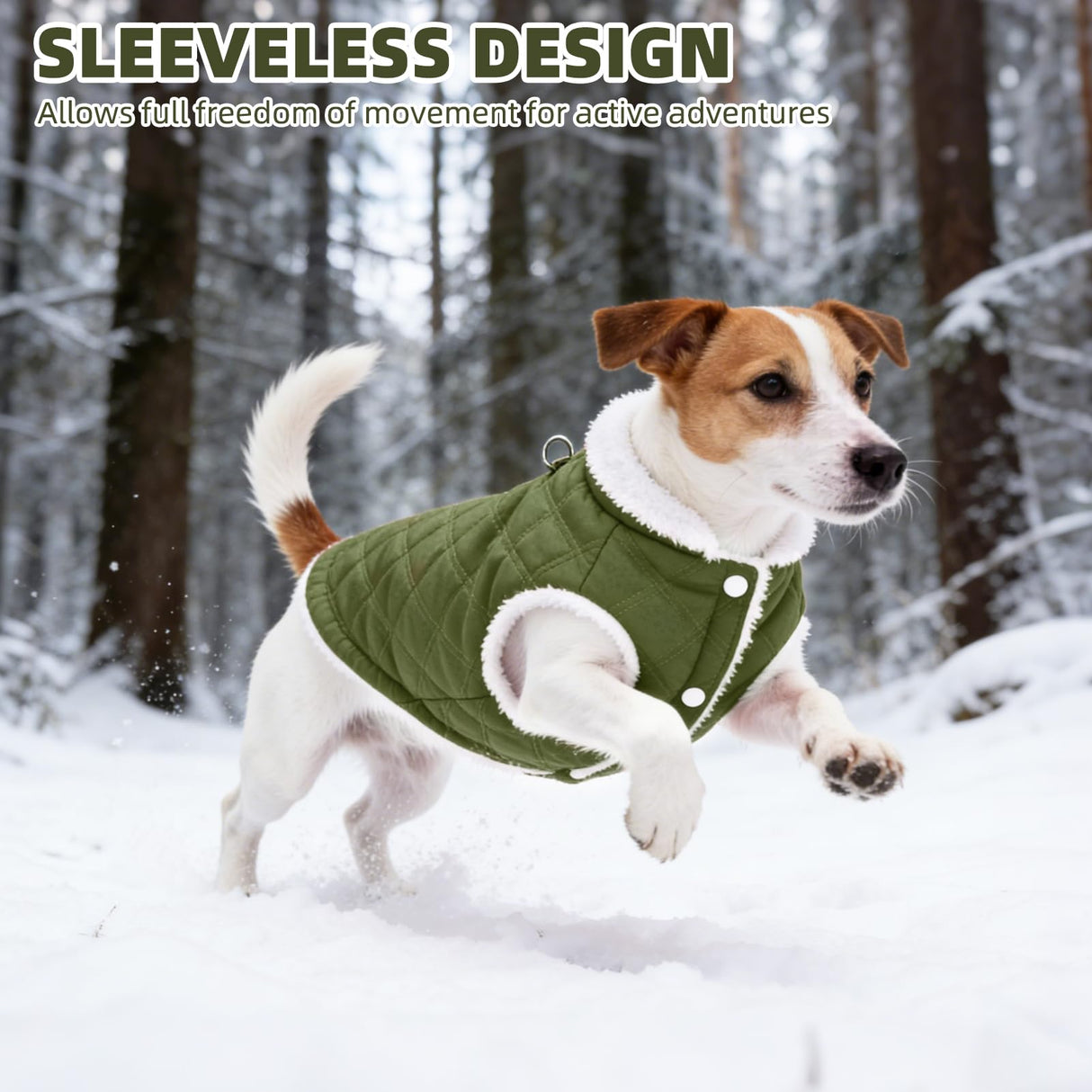 PUPTECK Dog Winter Coat, Warm Fleece Pet Jacket with Harness Built in, Water Resistant Windproof Collar Dog Puffer Vest, Doggy Snowsuits for Small Medium Dogs Cold Weather Apparel Outdoor, Green S