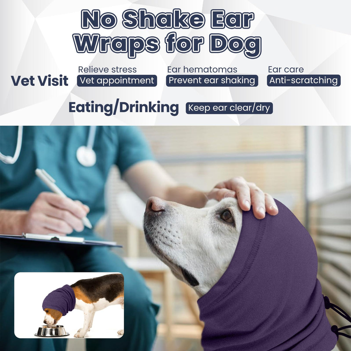 Nanaki Calming Hoodie for Dogs - Adjustable Ear Cover & Anxiety Relief, M Purple | Noise Reduction Head Wrap for Fireworks, Thunderstorms, Grooming, Hematoma Recovery