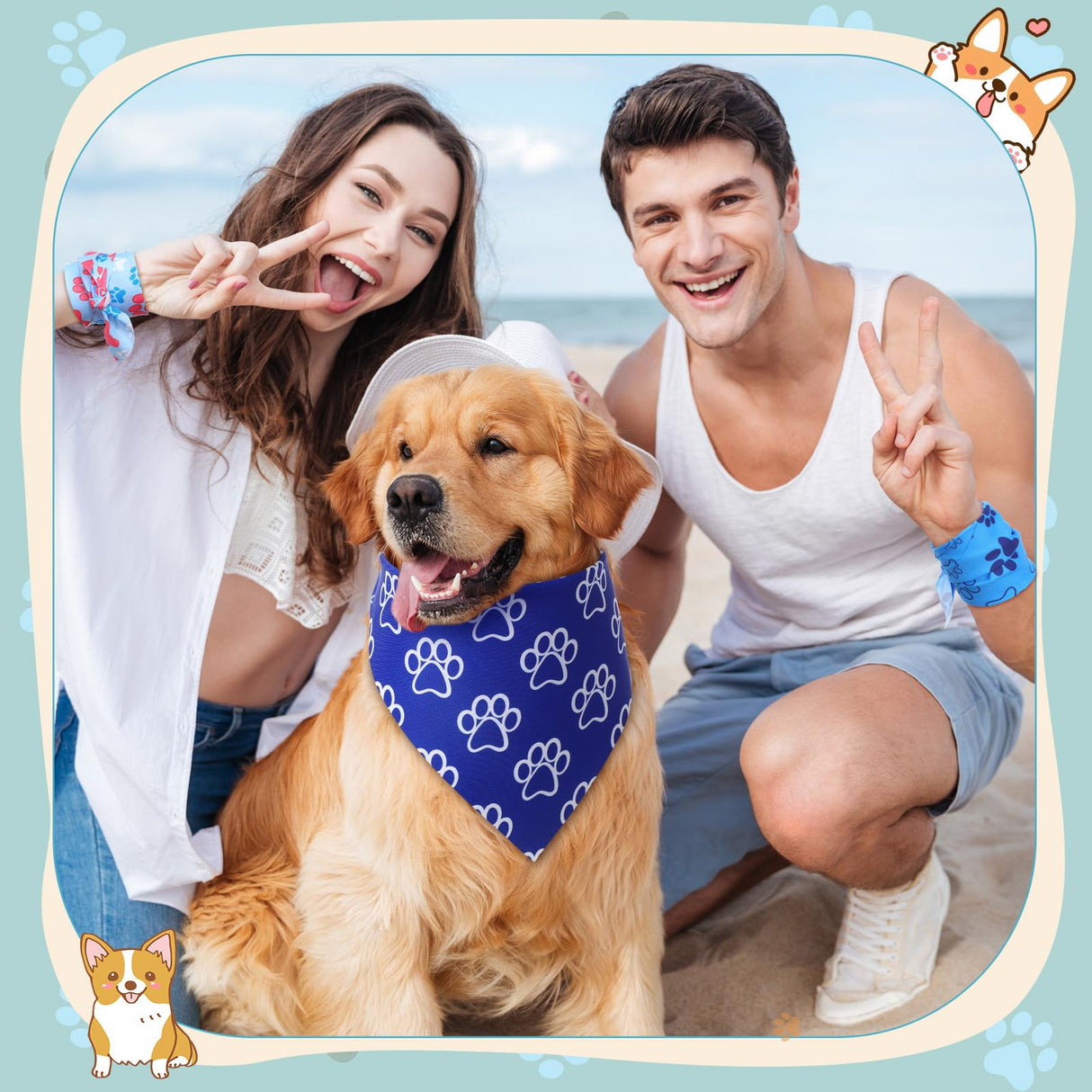 Jeere 50 Pcs Blue Paw Print Dog Bandanas Bulk Animal Footprint Bandanas for Dogs Triangle Kerchief Bib Scarf Set for Pet Winter Costume Photo Props Daily Accessories Pet Shops (25.6 x 17.7 x 17.7)