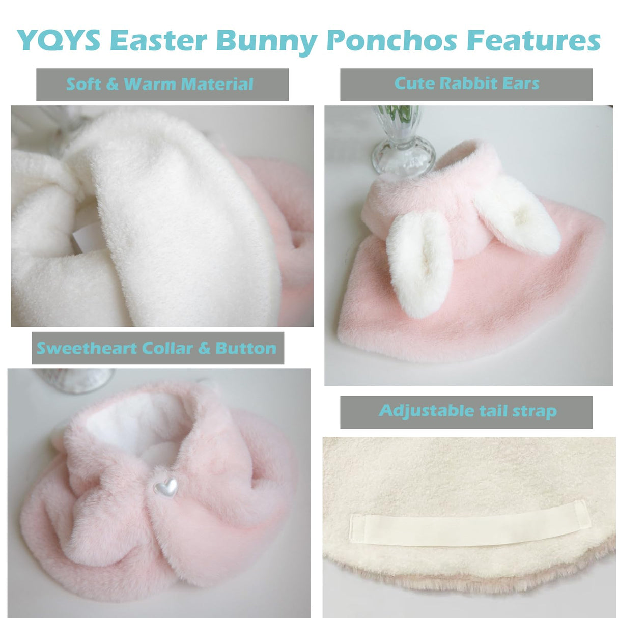 YQYS Dog Easter Bunny Costume - Pink Plush Pet Outfit for Small Dogs & Cats (Large)