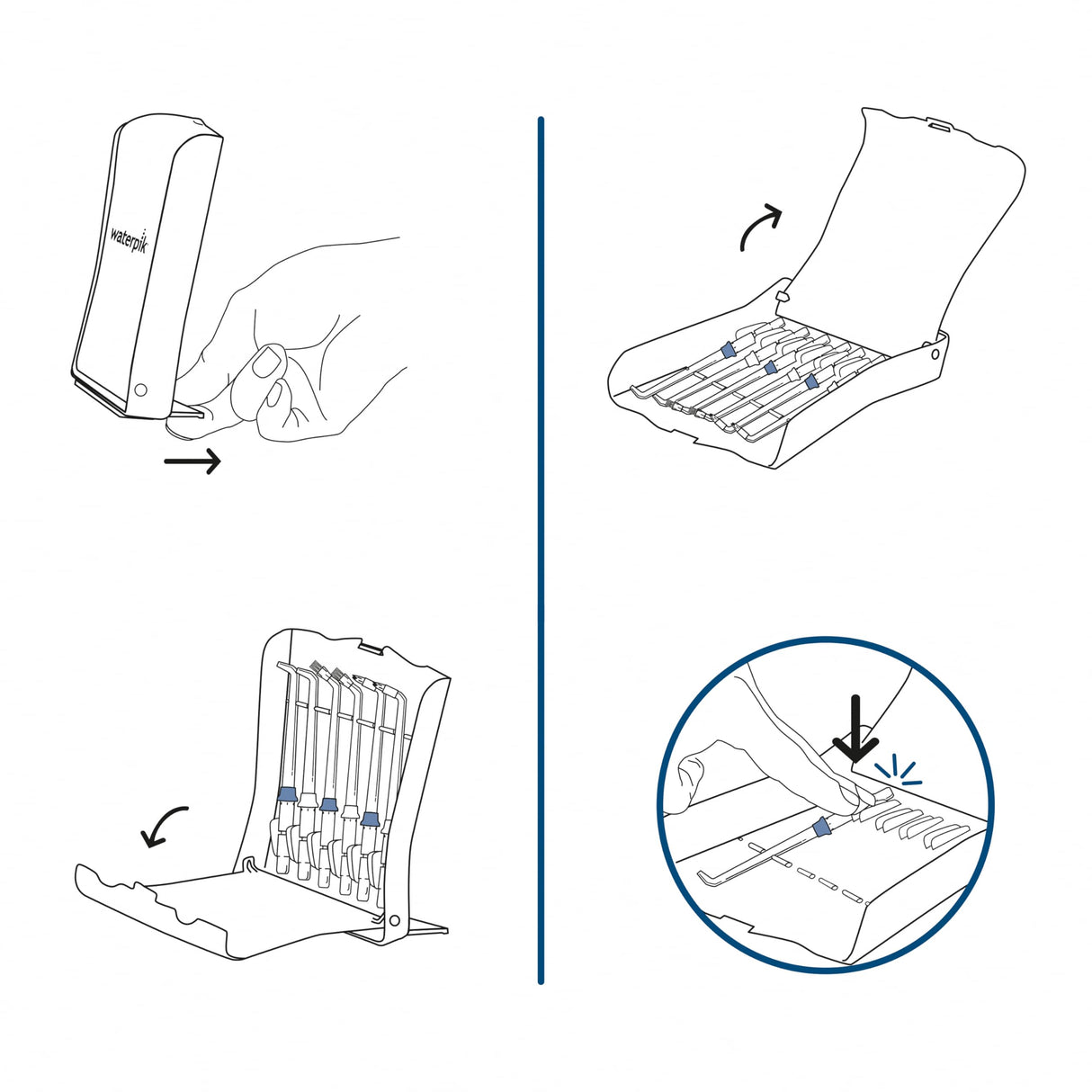 Waterpik Water Flosser Tips Storage Case and 6 Count Replacement Tips, Convenient, Hygienic and Sturdy Storage Case