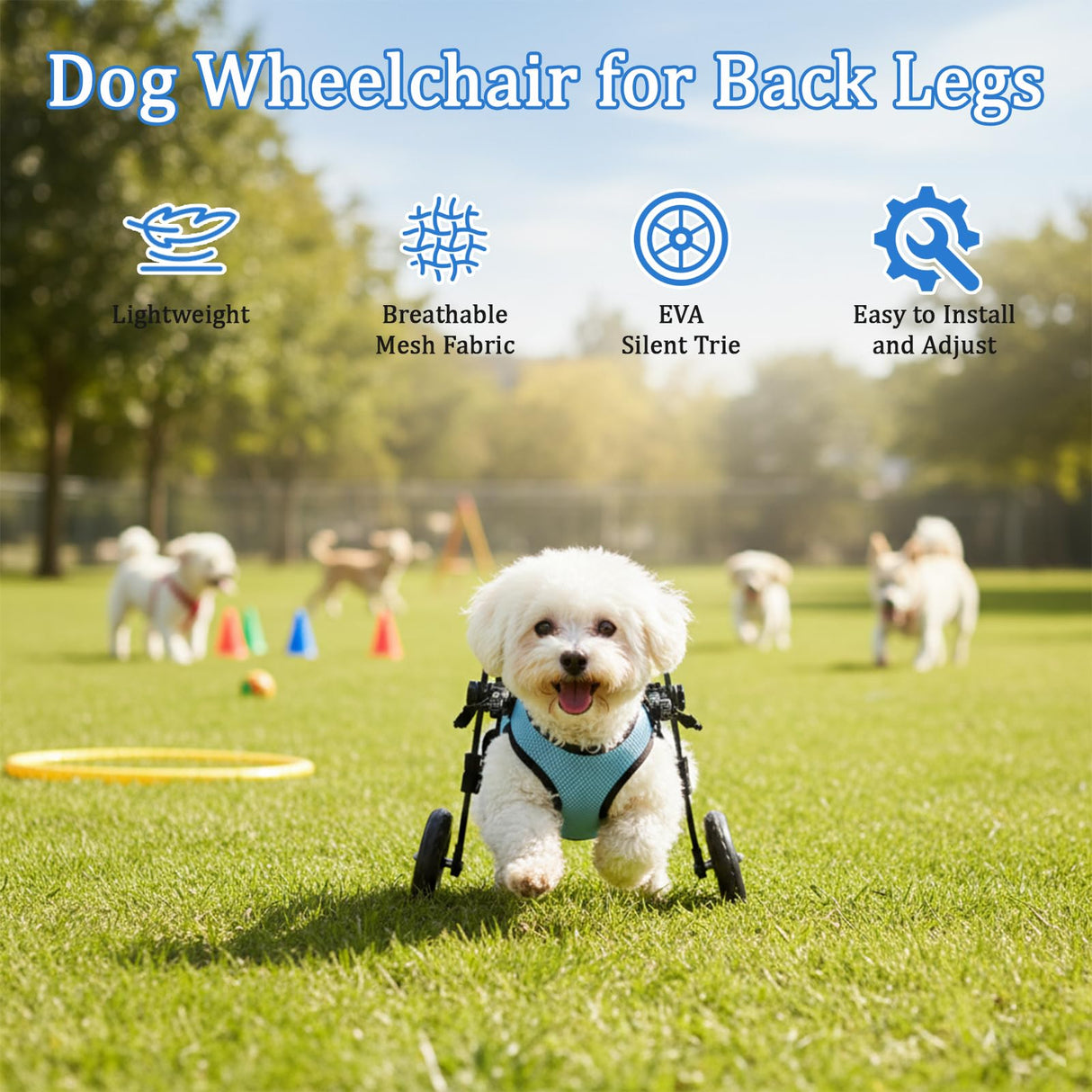 Dog Wheelchair for Back Legs - Adjustable Small Dog Wheelchair with 1.5mm Thickened Frame, Mobility Aid Support Cart for Disabled Hind Legs Rehab, Walking Wheels for Small Dogs