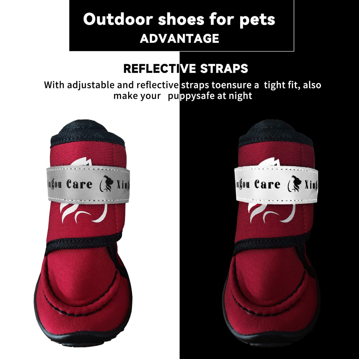 XIUGOU CARE Dog Shoes for Small, Medium and Large Dogs - Waterproof for Rainy Days, Fit for Winter Snow and Hot Summer Roads, with Anti-Slip Soles for Indoor Hard Floors (Red, Size 3)