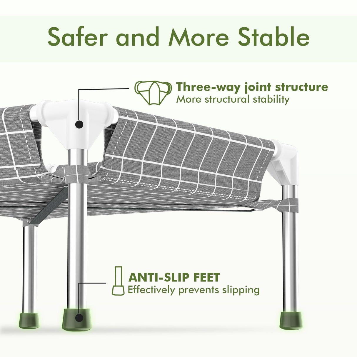 4-Sided Enclosed Elevated Dog Bed - Scratch-Resistant Stainless Steel Frame, Safety Fences to Prevent Falling, Ideal for Puppies & Cats, Indoor & Outdoor Use, Patio/Camping Friendly