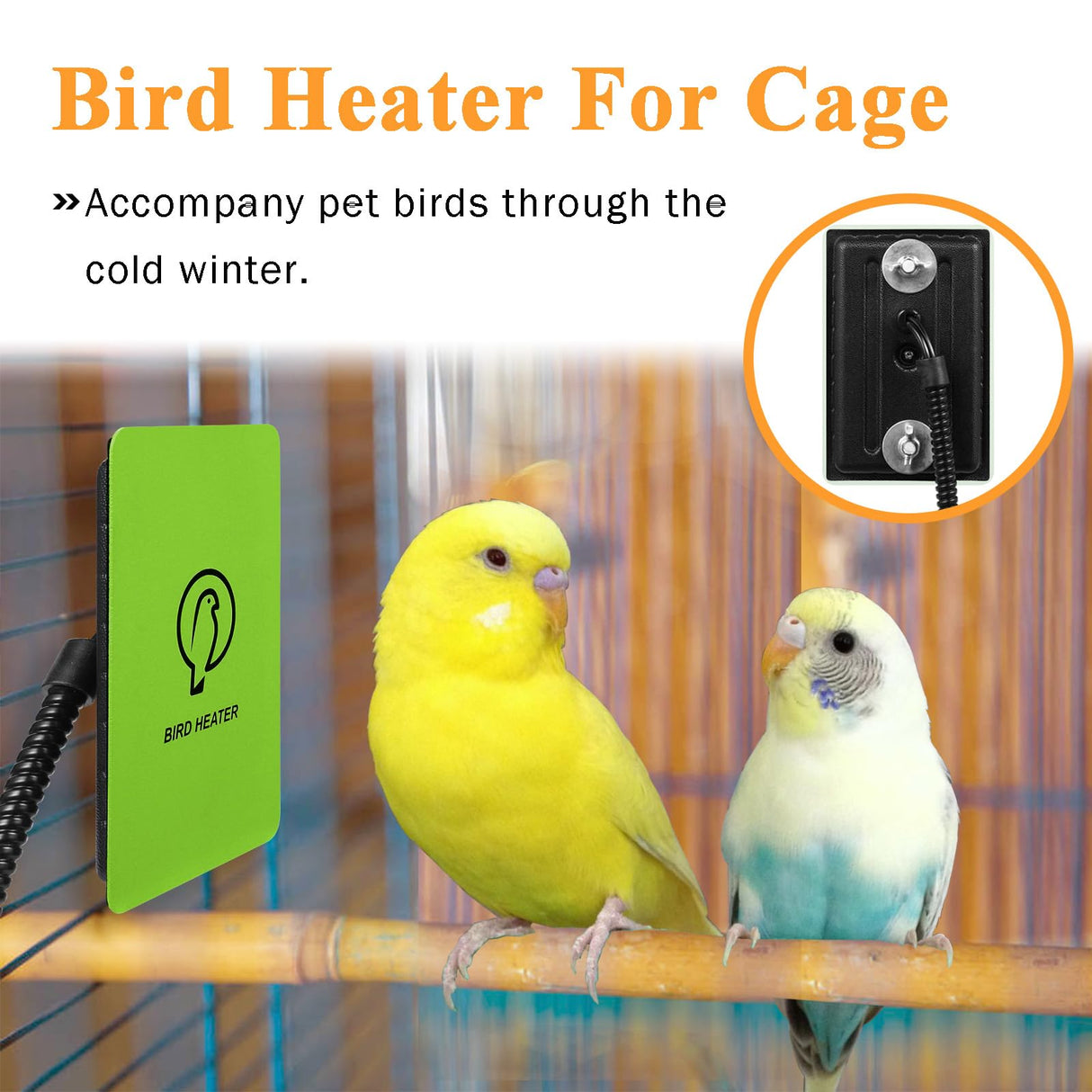 Kokopro Bird Heater for Cage - Snuggle Up Bird Warmer for Exotic Pet Birds, 10W African Grey, Parakeets, Parrots, (3.7"x5.7")