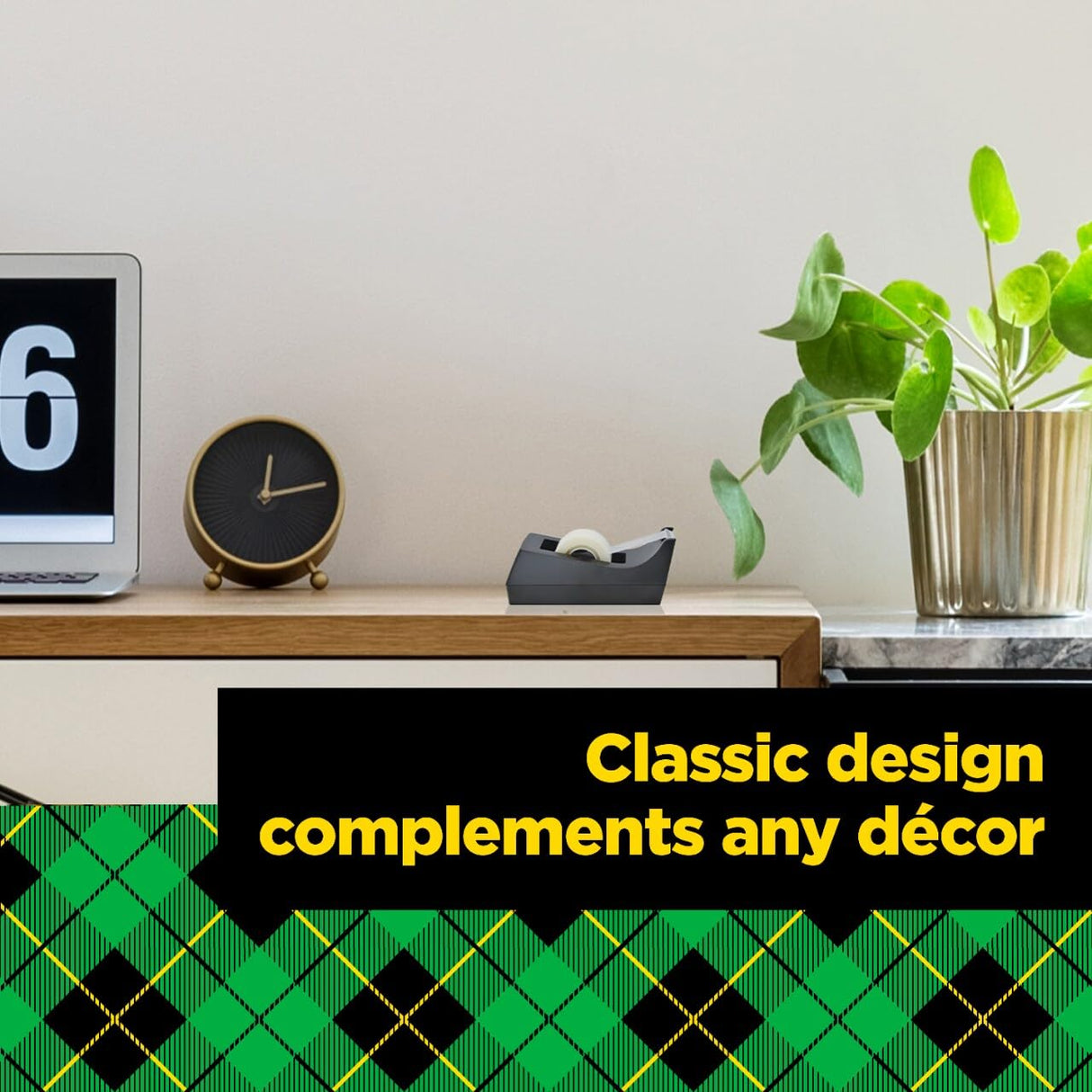 Scotch Desktop Tape Dispenser, Black, 2.7 in. x 2.7 in. x 6.4 in., 1 Tape Dispenser, Polystyrene (PS)