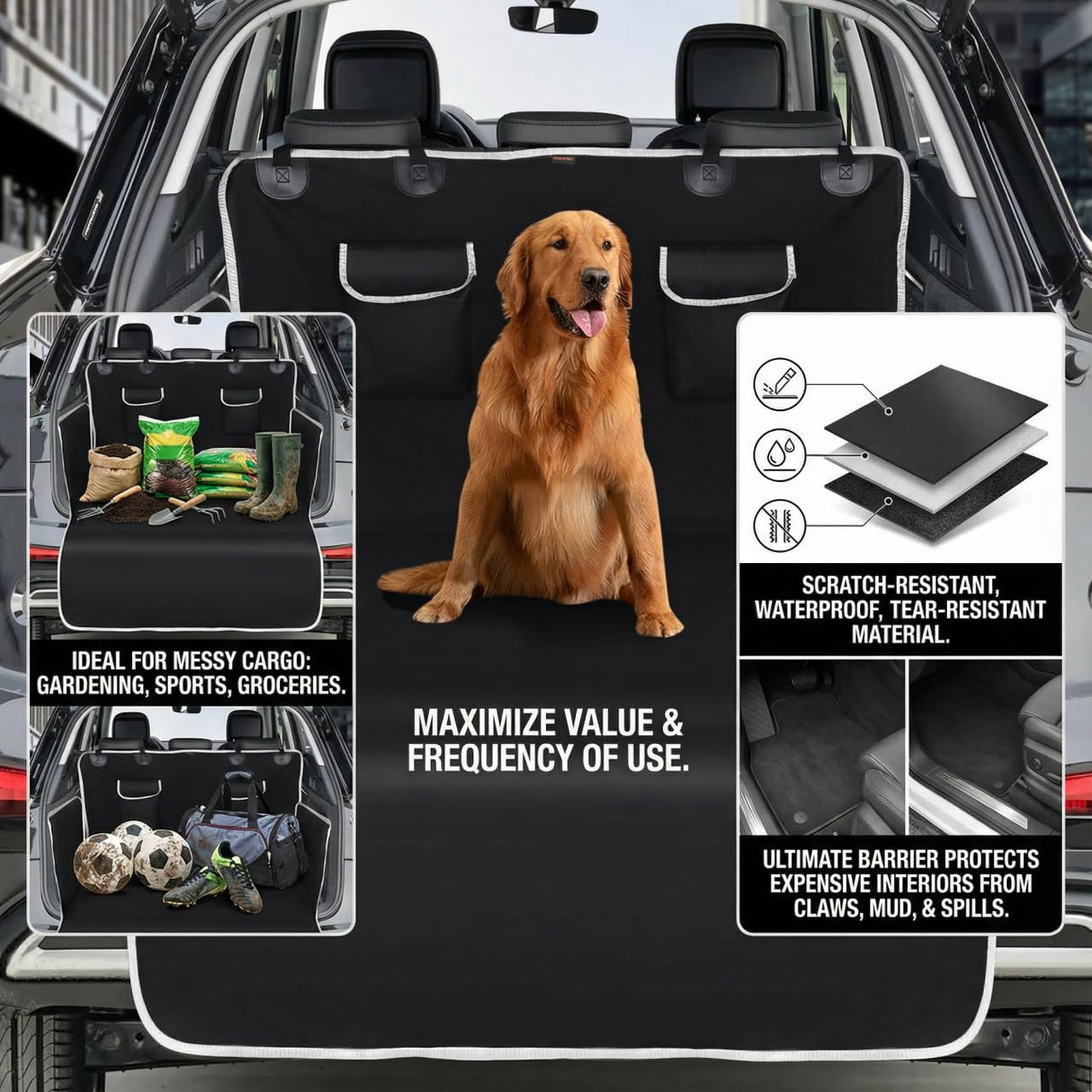 bytaoqipet Cargo Liner for Dogs Waterproof PetCargo Liner with Side Flaps Large SizeUniversal Fit Area with Side and BumperProtector SUV Pet Cargo Liner