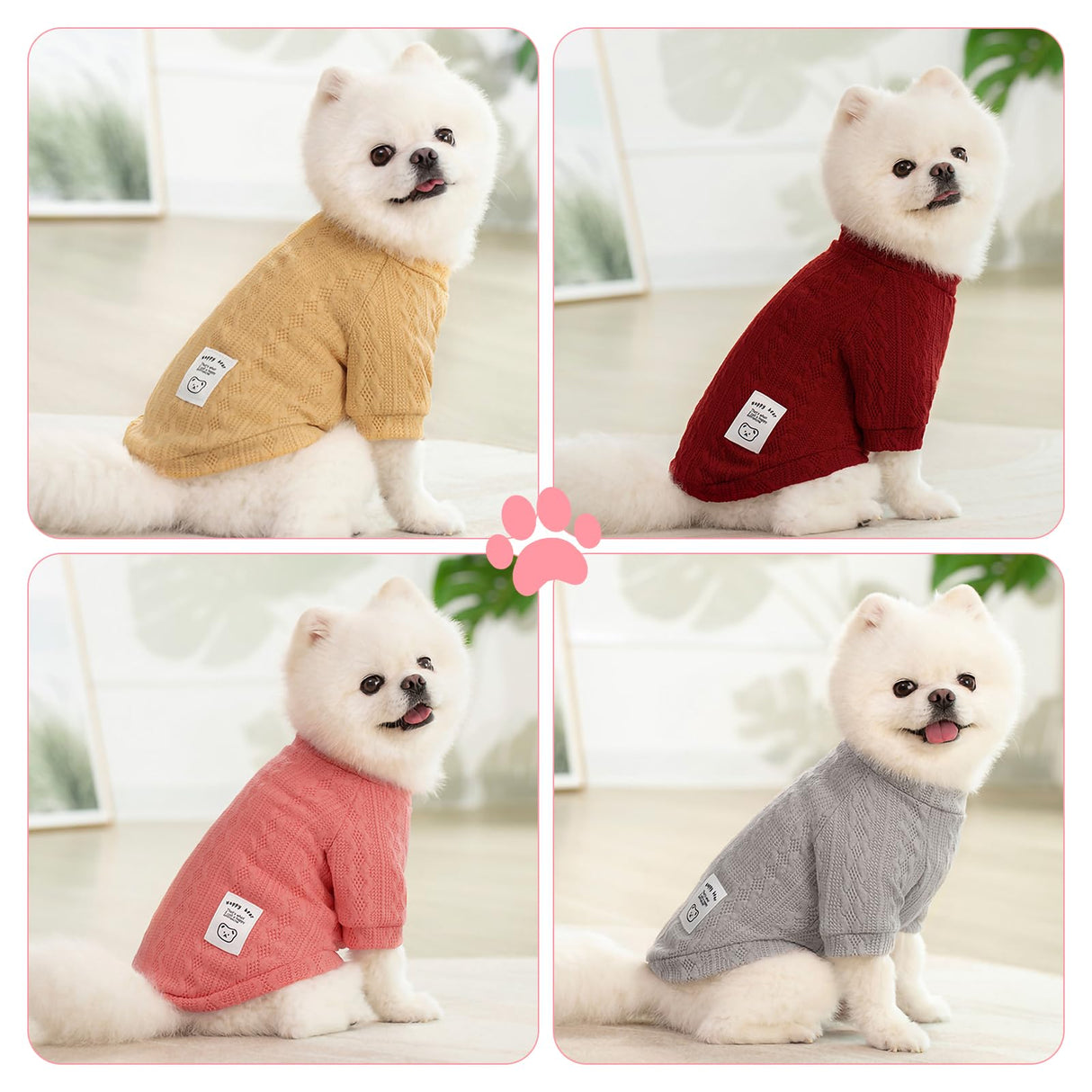 KATOLK 4 Pack Dog Knitted Sweater Dog Clothes for Small Medium Dogs, Warm Soft Puppy Kitten Dog Sweaters for Boy Girl Pet in Winter, Pet Cat Clothes Outfits Cold Weather Pullover for Chihuahua (S)