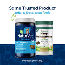 Load image into Gallery viewer, NaturVet Quiet Moments Calming Aid Dog Supplement, Helps Promote Relaxation, Reduce Stress, Storm Anxiety, Motion Sickness for Dogs (Quiet Moments Plus Hemp, 180 Soft Chews)