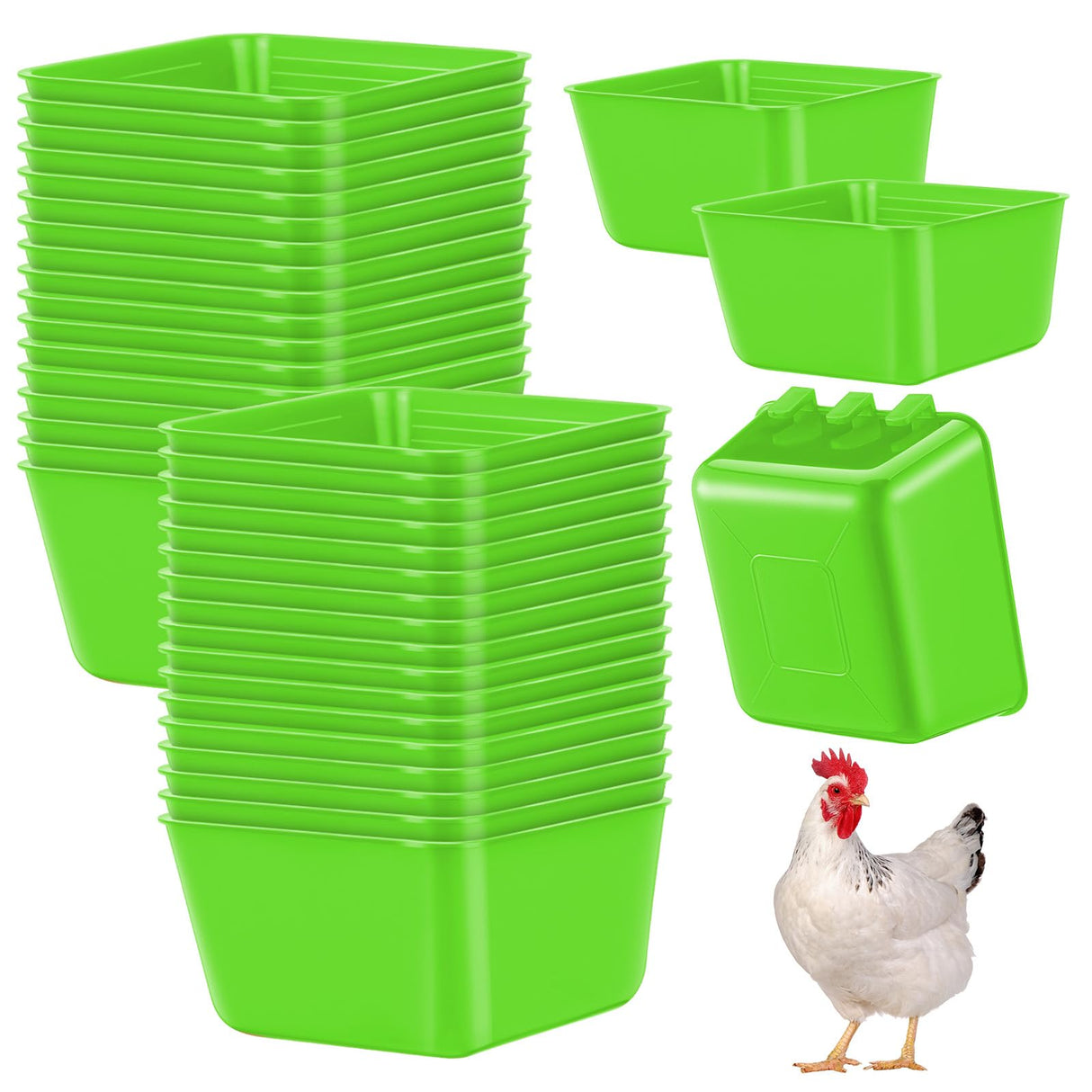 Maxdot 20 Pcs Chicken Water Feeder Cups 16 oz Pigeon Bird Feeder Cups Hanging Cage Chicken Water Cup for Pet Parrot Rooster Parakeet Bunny Gamefowl Poultry Wire Hutch(Green)