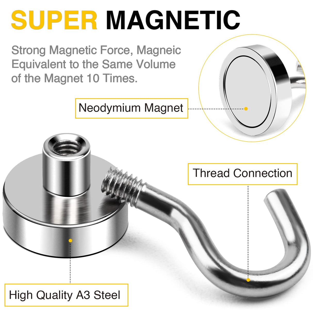 Magnetic Hooks, 30lbs+ Magnet Hook 2026 Cruise Cabin Ship Essentials N52 Strong Kitchen Utensil Racks Refrigerator Fridge Magnets Hanging for Classroom Beach Vacation Grills Home 6 Pack
