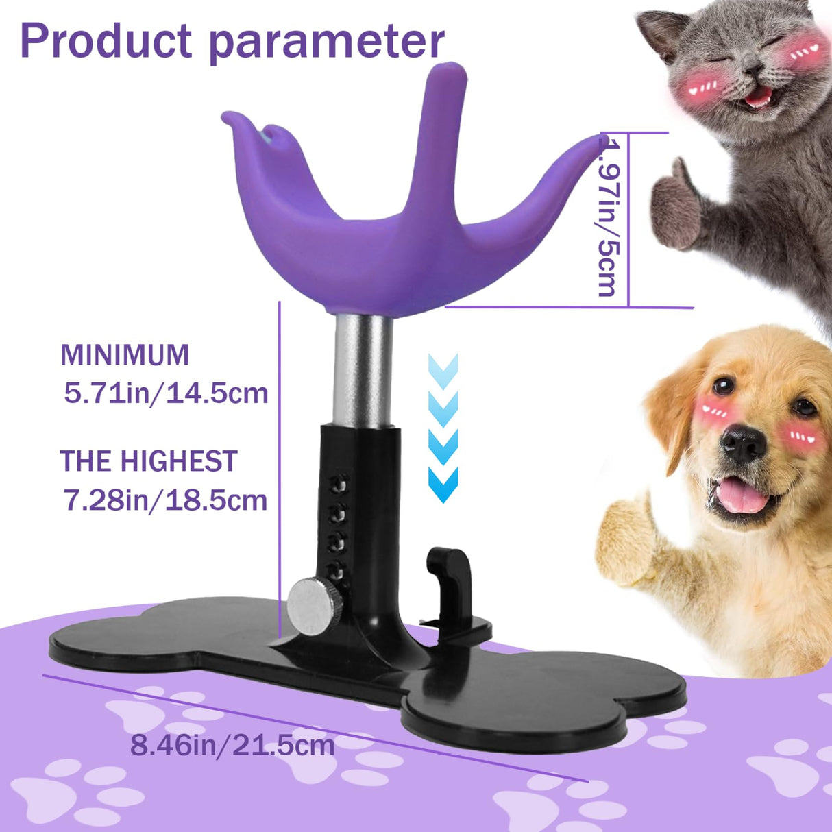 Nyutcwe Dog Grooming Stand 5.7"-7.3" Adjustable Dog Stand for Grooming Keeps Pet Standing Up for Bathing Trimming, Purple