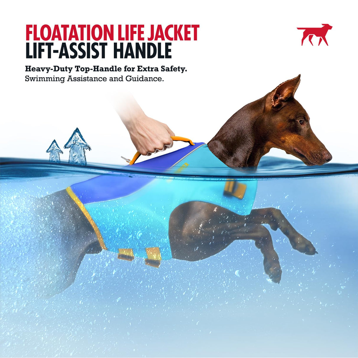 Tuff Pupper Dog Life Jacket | High Buoyancy Dog Swim Vest with Rescue Handle | Adjustable Secure Fit | Reflective Safety Trim | Pet Flotation Jacket for Swimming Boating Kayaking (Blue/Yellow, S)