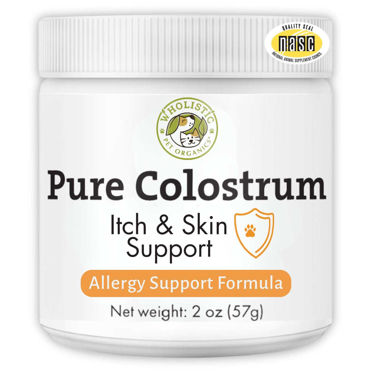 Wholistic Pet Organics Colostrum for Dogs & Cats - Bovine Colostrum Powder - Cat & Dog Allergy Relief, Immune Support & Itching Skin Relief - Cat and Dog Vitamins for Itchy Skin - 2 oz - 140 Scoops